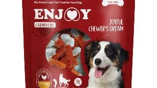 ENJOY Carnivore Calcium Bone Chews, XS-XL, Pui, punguta recompense caini, 300g