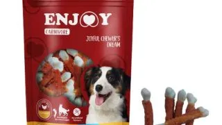 ENJOY Carnivore Calcium Bone Chews, XS-XL, Pui, punguta recompense caini, 100g