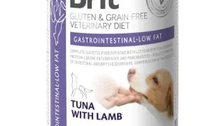 BRIT VD Gastrointestinal Low Fat, XS-XL, Ton si Miel, dieta veterinara, conserva hrana umeda fara cereale caini, sistem digestiv, (in aspic), 400g