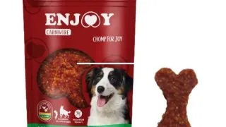 ENJOY Carnivore Chompin Bones, XS-XL, Miel si Orez, punguta recompense caini, 100g
