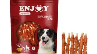 ENJOY Carnivore Twister Rawhide Chews, XS-XL, Pui, punguta recompense caini, 100g