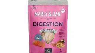 MARLY&DAN Digestion, M-XL, Somon, punguta recompense functionale fara cereale caini, sistem digestiv, 80g