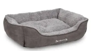 SCRUFFS Cosy, pat dreptunghiular caini, poliester, husa detasabila, gri, 75x50cm
