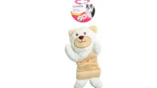 CAMON Ursulet, jucarie de plus caini, cu sunet, plus CAMON Ursulet, jucarie de plus caini XS-M, cu sunet, plus, alb si bej, 1buc