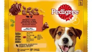 Pedigree hrana umeda pentru caini adulti, cu vita si pasare in aspic 4x100g