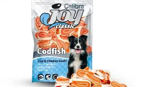 CALIBRA Joy Classic Sushi, XS-XL, Cod si Pui, punguta recompense caini, 80g