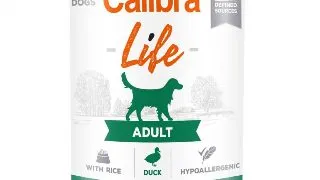 CALIBRA Life, XS-XL, Rata si Orez, conserva hrana umeda monoproteica caini, (pate), 400g
