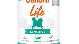 CALIBRA Life Sensitive, XS-XL, Somon si Orez, conserva hrana umeda monoproteica fara cereale caini, sistem digestiv, (pate), 400g