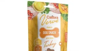 CALIBRA Verve GF Crunchy Snack, XS-XL, Curcan, punguta recompense fara cereale caini, 150g