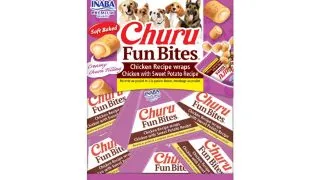 INABA Churu Fun Bites, XS-XL, Pui si Cartof Dulce, cutie recompense fara cereale caini, 96g