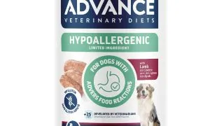 ADVANCE VETERINARY DIETS Hypoalergenic, XS-XL, Miel, dieta veterinara, conserva hrana umeda caini, alergii, (pate), 400g