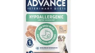 ADVANCE VETERINARY DIETS Hypoalergenic, XS-XL, Rata, dieta veterinara, conserva hrana umeda caini, alergii, (pate), 400g