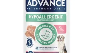 ADVANCE VETERINARY DIETS Hypoalergenic, XS-XL, Porc, dieta veterinara, conserva hrana umeda caini, alergii, (pate), 400g