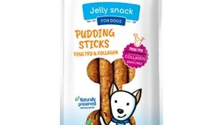 BOW WOW Jelly Snacks Pudding Sticks Colagen Yucca Inulina, XS-XL, Pui, punguta recompense caini, 165g