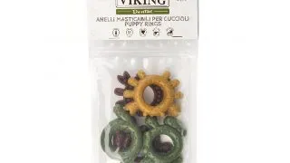 LEOPET Viking Dental Puppy Rings, XS-XL, Fructe, punguta recompense fara cereale caini junior, 80g