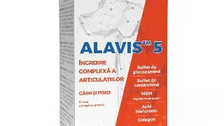 ALAVIS 5, supliment sistem articular caini, comprimate ALAVIS 5, XS-XL, supliment sistem articular caini si pisici, flacon, 90 comprimate