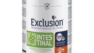 EXCLUSION Monoprotein VD Intestinal, XS-XL, Porc si Orez, dieta veterinara, conserva hrana umeda fara cereale caini, sistem digestiv, (pate), 400g