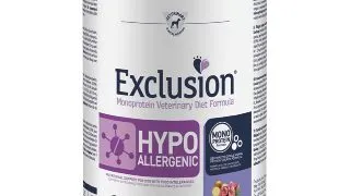 EXCLUSION Monoprotein VD Hypoallergenic, XS-XL, Mistret Cartofi, dieta veterinara, conserva hrana umeda fara cereale caini, alergii, (pate), 400g
