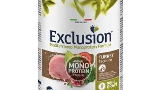 EXCLUSION Mediterraneo Monoprotein Formula, XS-XL, Curcan, conserva hrana umeda monoproteica caini, (pate), 400g