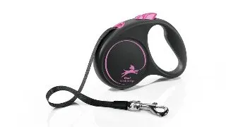 FLEXI Black Design, lesa banda retractabila caini, nylon, roz, S(15kg, 5m)