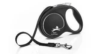 FLEXI Black Design, lesa banda retractabila caini, nylon, argintiu, M(25kg, 5m)