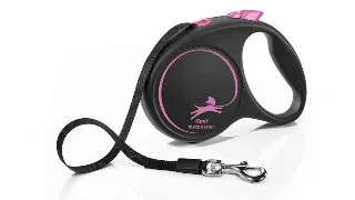 FLEXI Black Design, lesa banda retractabila caini, nylon, roz, M(25kg, 5m)