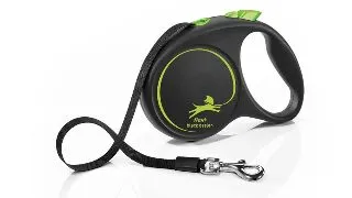 FLEXI Black Design, lesa banda retractabila caini, nylon, verde, M(25kg, 5m)