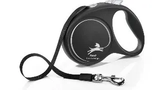 FLEXI Black Design, lesa banda retractabila caini, nylon, argintiu, L(50kg, 5m)