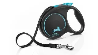 FLEXI Black Design, lesa banda retractabila caini, nylon, albastru, M(25kg, 5m)