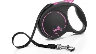 FLEXI Black Design, lesa banda retractabila caini, nylon, roz, L(50kg, 5m)