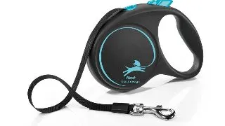 FLEXI Black Design, lesa banda retractabila caini, nylon, albastru, L(50kg, 5m)