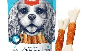WANPY Jerky and Calcium Bone Twists, XS-M, Pui, punguta recompense caini, 100g