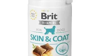 BRIT Vitamins Skin&Coat, XS-XL, Somon si Alge Marine, cutie recompense functionale fara cereale caini, piele & blana, 150g