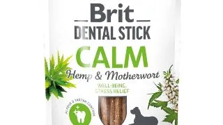 BRIT Dental Stick Calm Hemp&Talpa gastei, XS-XL, punguta recompense functionale caini, sistem nervos & calmante, 120g
