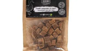 PIU BUONO Single Protein Meat Cubes, XS-XL, Rata, punguta recompense monoproteice BARF caini, 70g