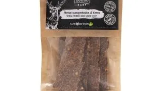 PIU BUONO Single Protein Meat Strips, XS-XL, Caprioara, punguta recompense monoproteice BARF caini, 70g