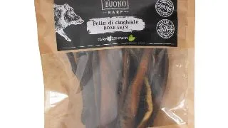 PIU BUONO Piele Uscata de Mistret, XS-XL, punguta recompense caini, 250g
