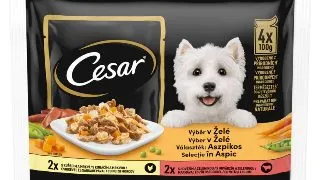 CESAR Selectii in Aspic, XS-M, Pui si Vita, plic hrana umeda caini, (in aspic), multipack, 100g x 4buc