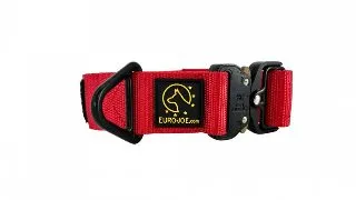EURO JOE Tactical, zgarda caini, ajustabila, nylon, rosu, catarama Cobra, L(26-52 x 3.8cm)
