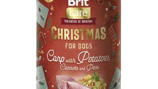 BRIT Christmas Monoprotein, XS-XL, Crap si Cartofi, conserva hrana umeda monoproteica fara cereale caini, (pate), 400g