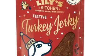 LILY'S KITCHEN Christmas Festive Jerky, XS-XL, Curcan, punguta recompense fara cereale caini, 70g