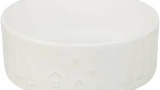 TRIXIE Christmas, castron caini, rotund, ceramica, alb, 0.8l, ⌀16cm