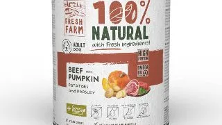 FRESH FARM Coarse, XS-XL, Vita si dovleac, conserva hrana umeda fara cereale caini, (pate), 800g