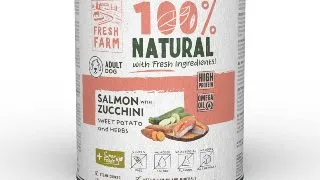 FRESH FARM Coarse XS-XL, Somon si Zucchini, conserva hrana umeda fara cereale caini, (pate), 800g