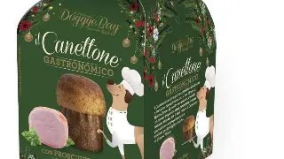 DOGGYEBAG Christmas Canettone Gastronomic, XS-XL, Prosciutto Cotto, cutie recompense caini, 125g