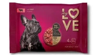MY LOVE, XS-XL, Vita, plic hrana umeda caini, (in sos), multipack, 100g x 4buc