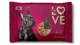 MY LOVE, XS-XL, Curcan, plic hrana umeda caini, (in sos), multipack, 100g x 4buc