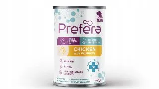 PREFERA MPD, XS-XL, Pui si dovleac, dieta veterinara, conserva hrana umeda monoproteica fara cereale caini, (in suc propriu), 400g