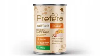 PREFERA Pro H&T Casserole, XS-XL, Pui, conserva hrana umeda fara cereale caini, (in suc propriu), 400g