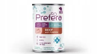 PREFERA MPD, XS-XL, Vita si dovleac, dieta veterinara, conserva hrana umeda monoproteica fara cereale caini, (in suc propriu), 400g